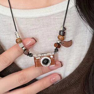 vintage camera pendant necklace